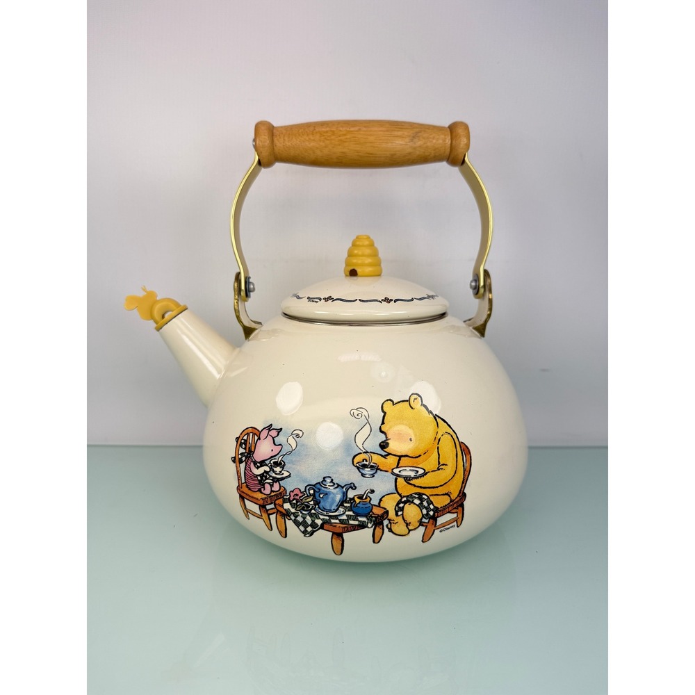 Vintage 90s Selandia Winnie the Pooh Piglet Teapot Enamel Bee Whistle Disney